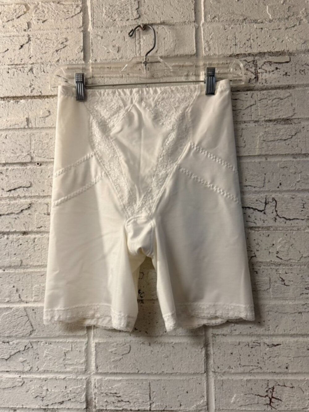 Flexees Vintage Long Leg Girdle L White Lace High Waist Shapewear 5355